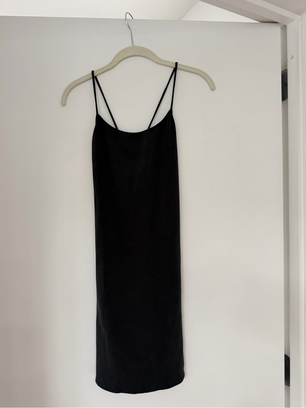 OAK + FORT Black Double-Strap Mini Slip Dress